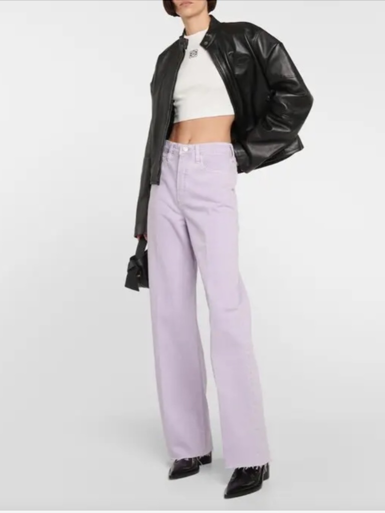 Frame Denim Le High N' Tight Wide Leg Jeans, Washed Lilac, Size 30, Nwt